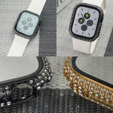 Apple Watch 7 41mm Zore Watch Gard 24 Kenarları Taşlı Sert PC Kasa Ve Ekran Koruyucu Rose Gold