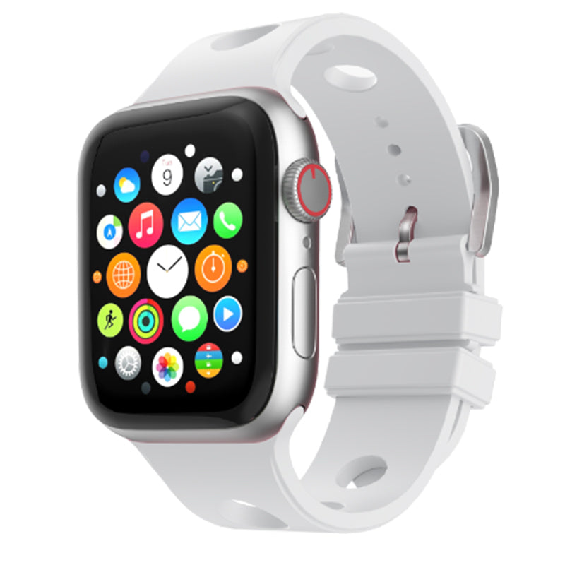 Apple Watch 7 45mm Delikli Tasarım Zore KRD-147 Silikon Kordon Beyaz