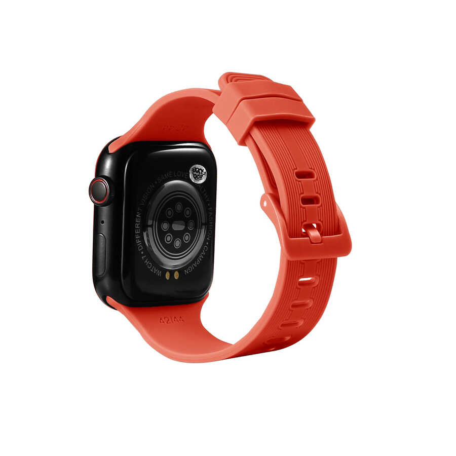 Apple Watch 7 45mm KRD-23 Silikon Kordon Kırmızı