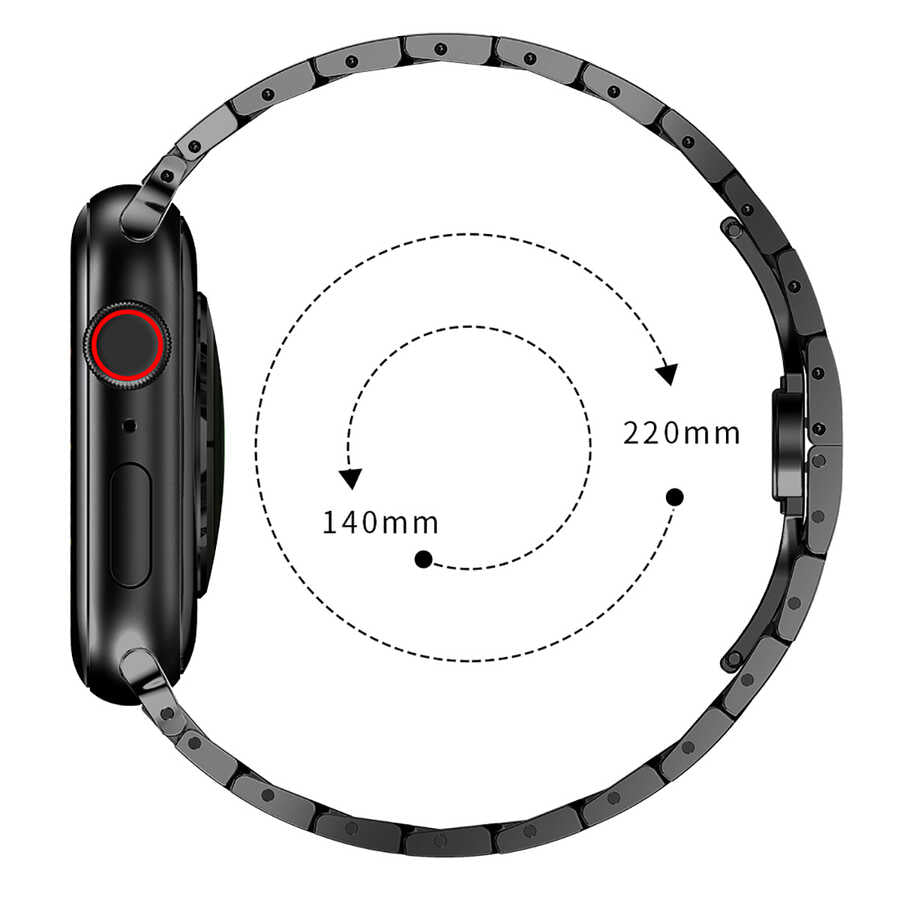 Apple Watch 7 45mm KRD-63 Metal Kordon Siyah
