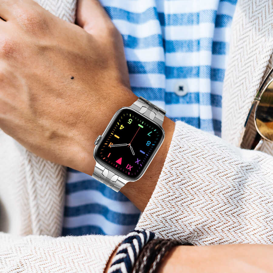 Apple Watch 7 45mm KRD-63 Metal Kordon Siyah