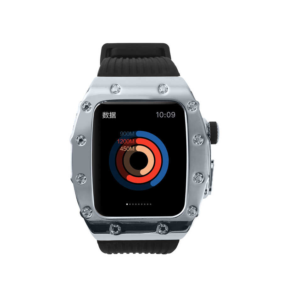 Apple Watch 7 45mm KRD-65 Kordon Beyaz-Siyah