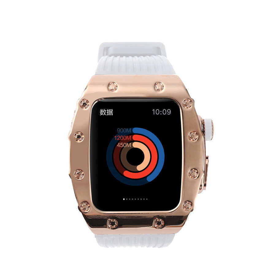 Apple Watch 7 45mm KRD-65 Kordon Beyaz-Siyah