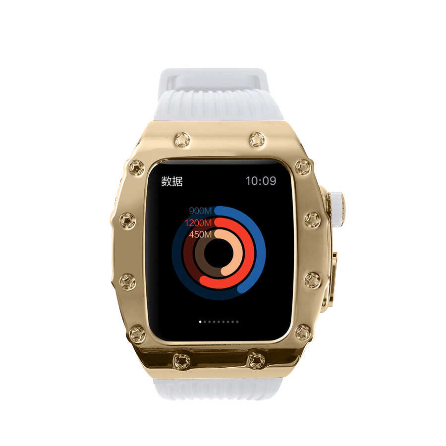 Apple Watch 7 45mm KRD-65 Kordon Beyaz-Siyah