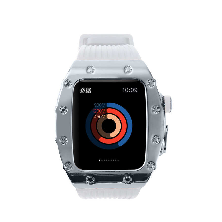 Apple Watch 7 45mm KRD-65 Kordon Beyaz-Siyah
