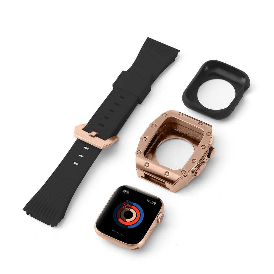 Apple Watch 7 45mm KRD-65 Kordon Beyaz-Siyah