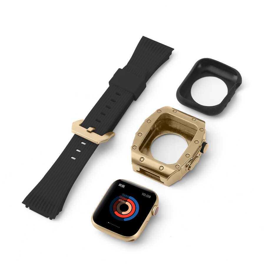 Apple Watch 7 45mm KRD-65 Kordon Beyaz-Siyah