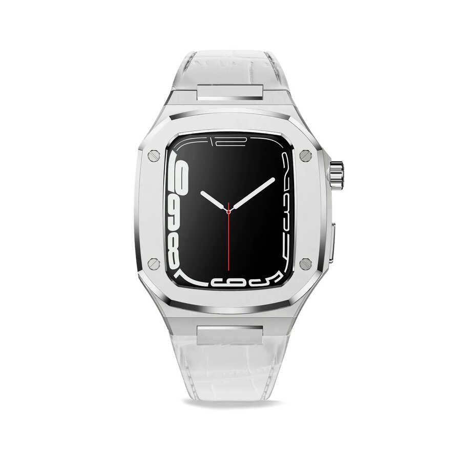 Apple Watch 7 45mm KRD-67 Kordon Beyaz-Gümüş