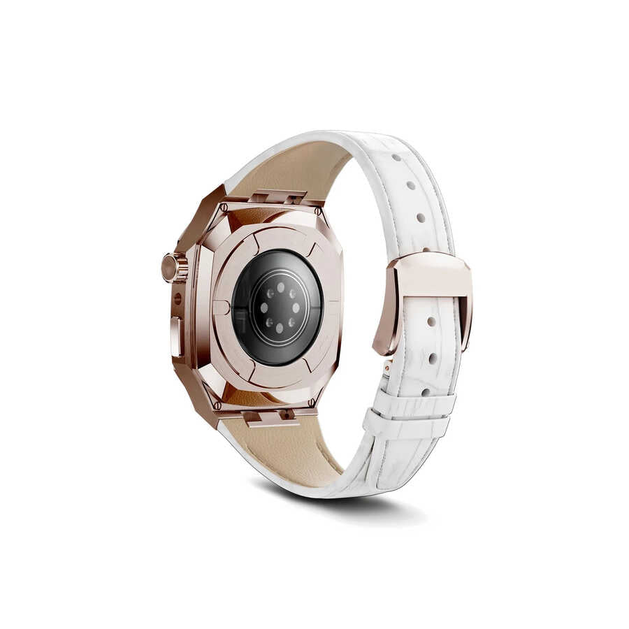 Apple Watch 7 45mm KRD-67 Kordon Beyaz-Gold