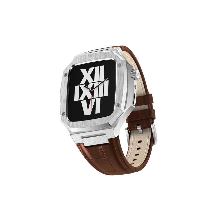 Apple Watch 7 45mm KRD-67 Kordon Beyaz-Gümüş