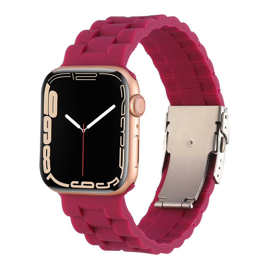 Apple Watch 7 45mm KRD-72 Silikon Kordon Pembe