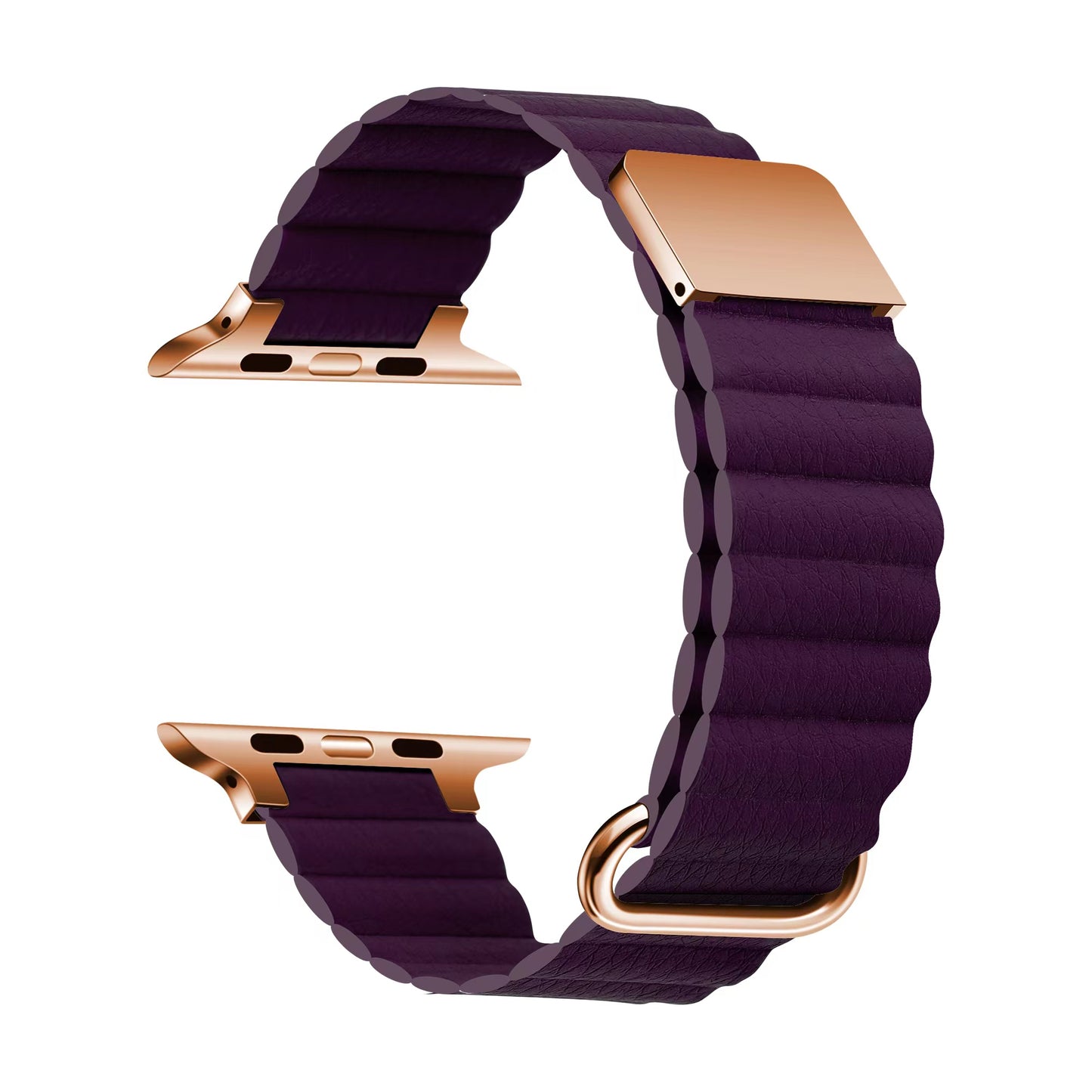 Apple Watch 7 45mm KRD-78 PU Deri Kordon Strap Kayış Mürdüm
