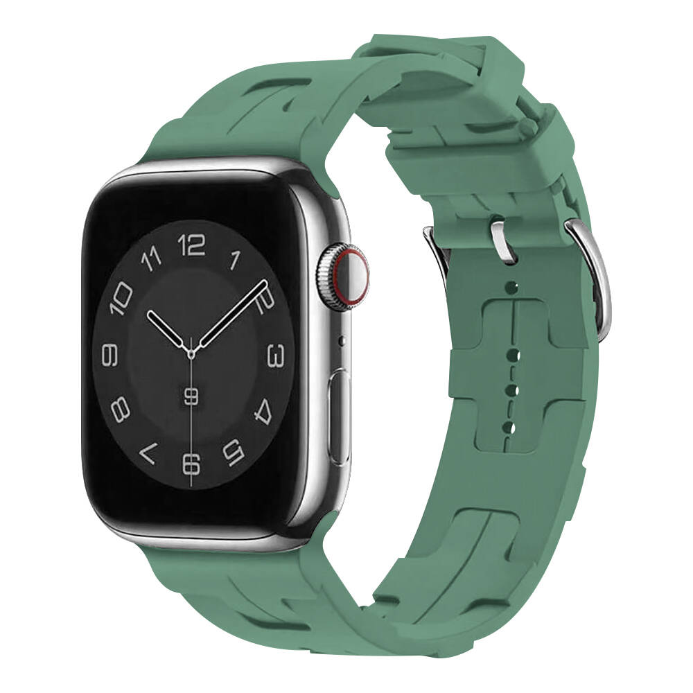 Apple Watch 7 45mm KRD-92 Silikon Kordon Kahve Açık