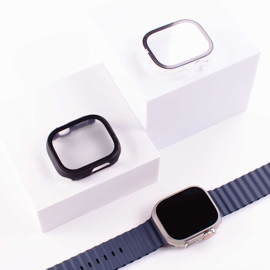 Apple Watch 7 45mm Şeffaf Kasa ve Ekran Koruyucu Zore Watch Gard 13 Renksiz