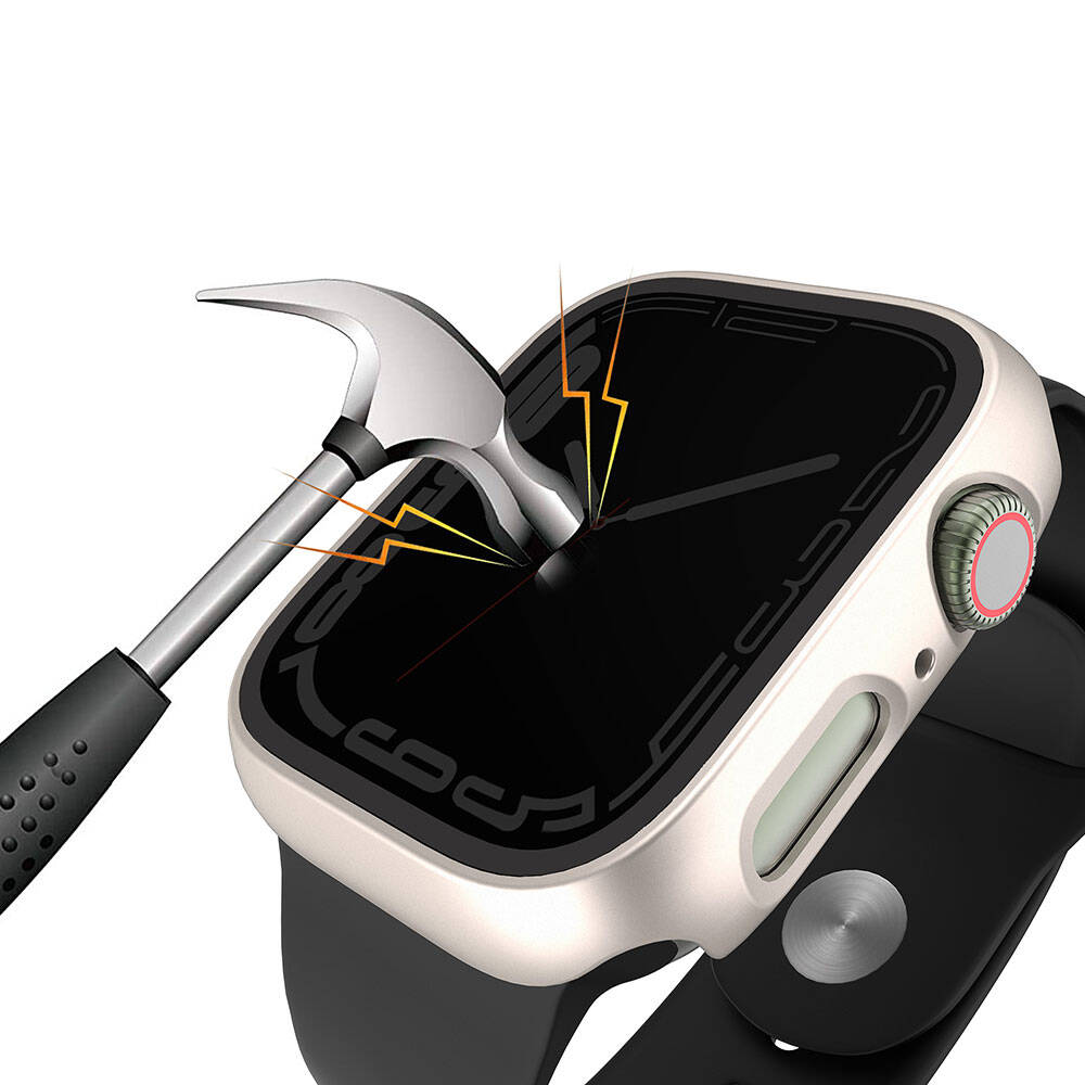 Apple Watch 7 45mm Sert PC Kasa ve Privacy Hayalet Ekran Koruyucu Zore Watch Gard 32 Siyah