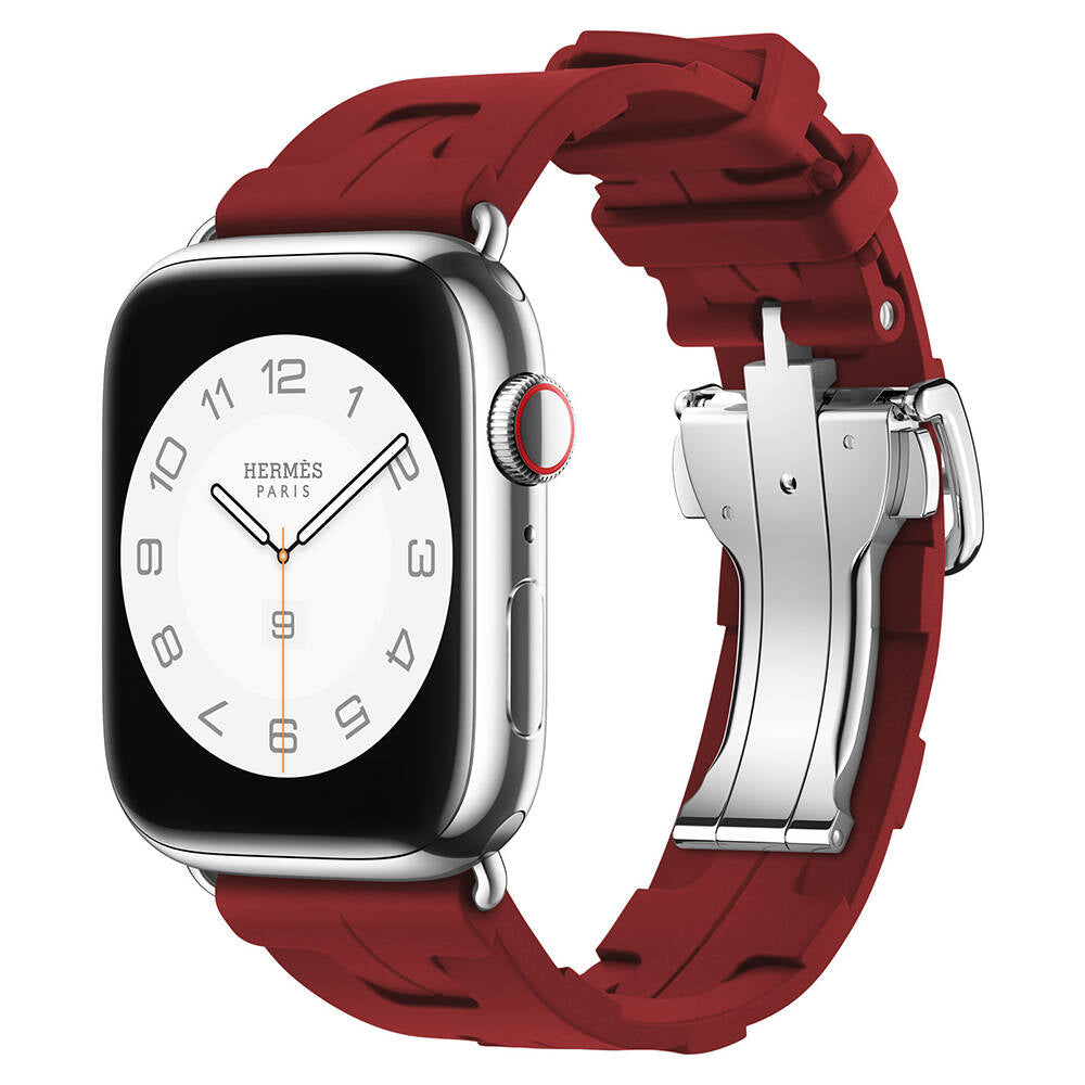 Apple Watch 7 45mm Spor Görünümlü Zore KRD-94 Silikon Kordon Lacivert