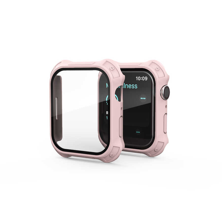 Apple Watch 7 45mm Tank Zırh Kasa ve Mat Görünümlü Ekran Koruyucu Zore Watch Gard 11 Koyu Yeşil