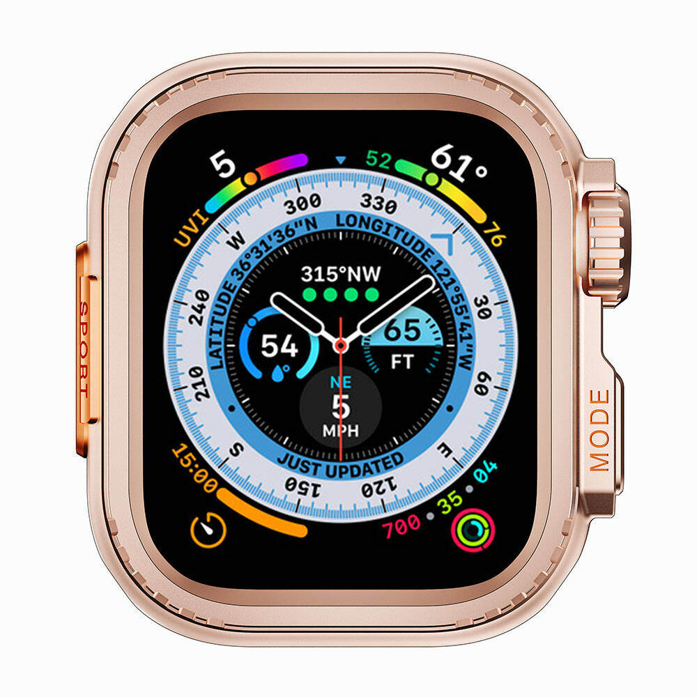 Apple Watch 7 45mm to Apple Watch Ultra 49mm Kasa Dönüştürücü Zore Watch Gard 33 Rose Gold