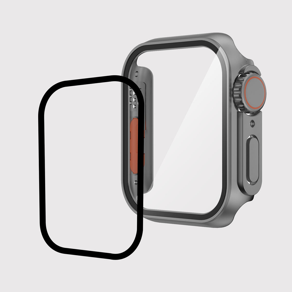 Apple Watch 7-8 45mm - Watch Ultra 49mm Kasa Dönüştürücü ve Ekran Koruyucu Zore Watch Gard 26 Gri