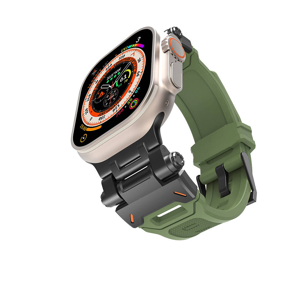 Apple Watch 7 45mm Zore KRD-108 Metal Başlıklı Silikon Kordon Starlight-Mavi