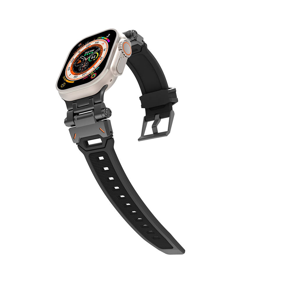 Apple Watch 7 45mm Zore KRD-108 Metal Başlıklı Silikon Kordon Starlight-Mavi