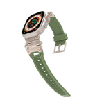 Apple Watch 7 45mm Zore KRD-108 Metal Başlıklı Silikon Kordon Starlight-Mavi