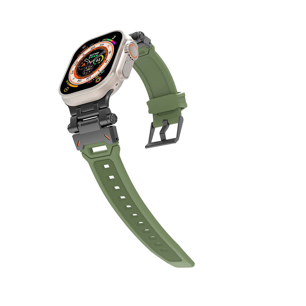 Apple Watch 7 45mm Zore KRD-108 Metal Başlıklı Silikon Kordon Starlight-Mavi