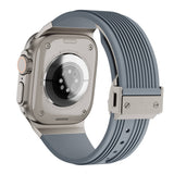 Apple Watch 7 45mm Zore KRD-113 Spor Görünümlü Silikon Kordon Gri