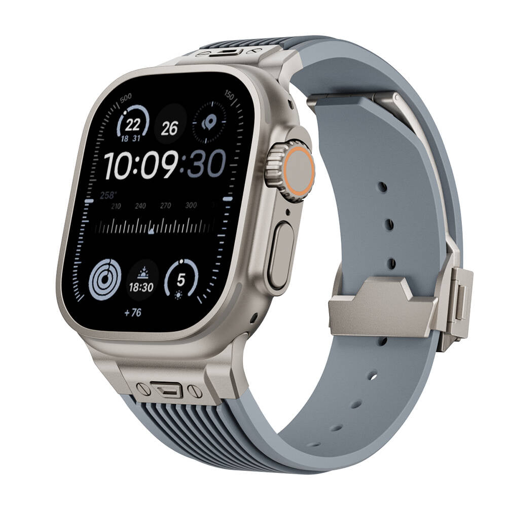 Apple Watch 7 45mm Zore KRD-113 Spor Görünümlü Silikon Kordon Beyaz