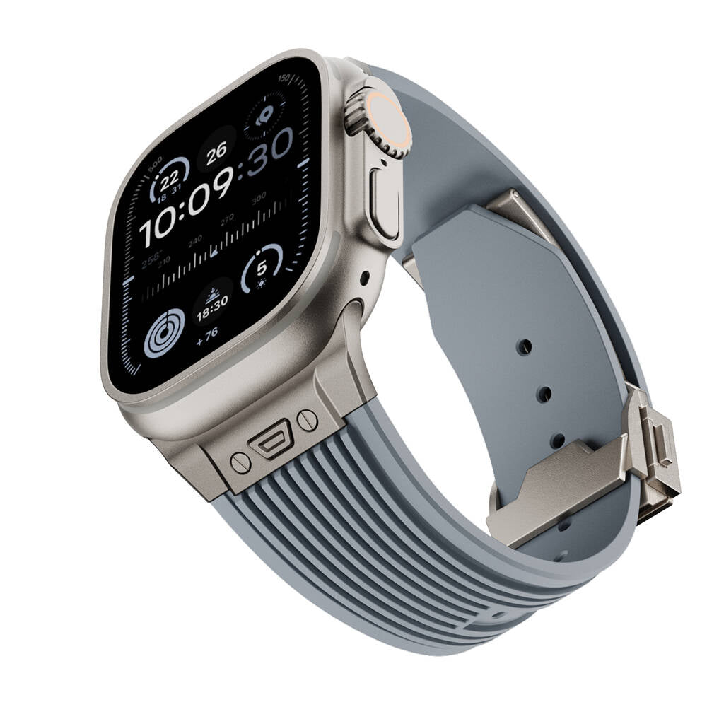 Apple Watch 7 45mm Zore KRD-113 Spor Görünümlü Silikon Kordon Beyaz
