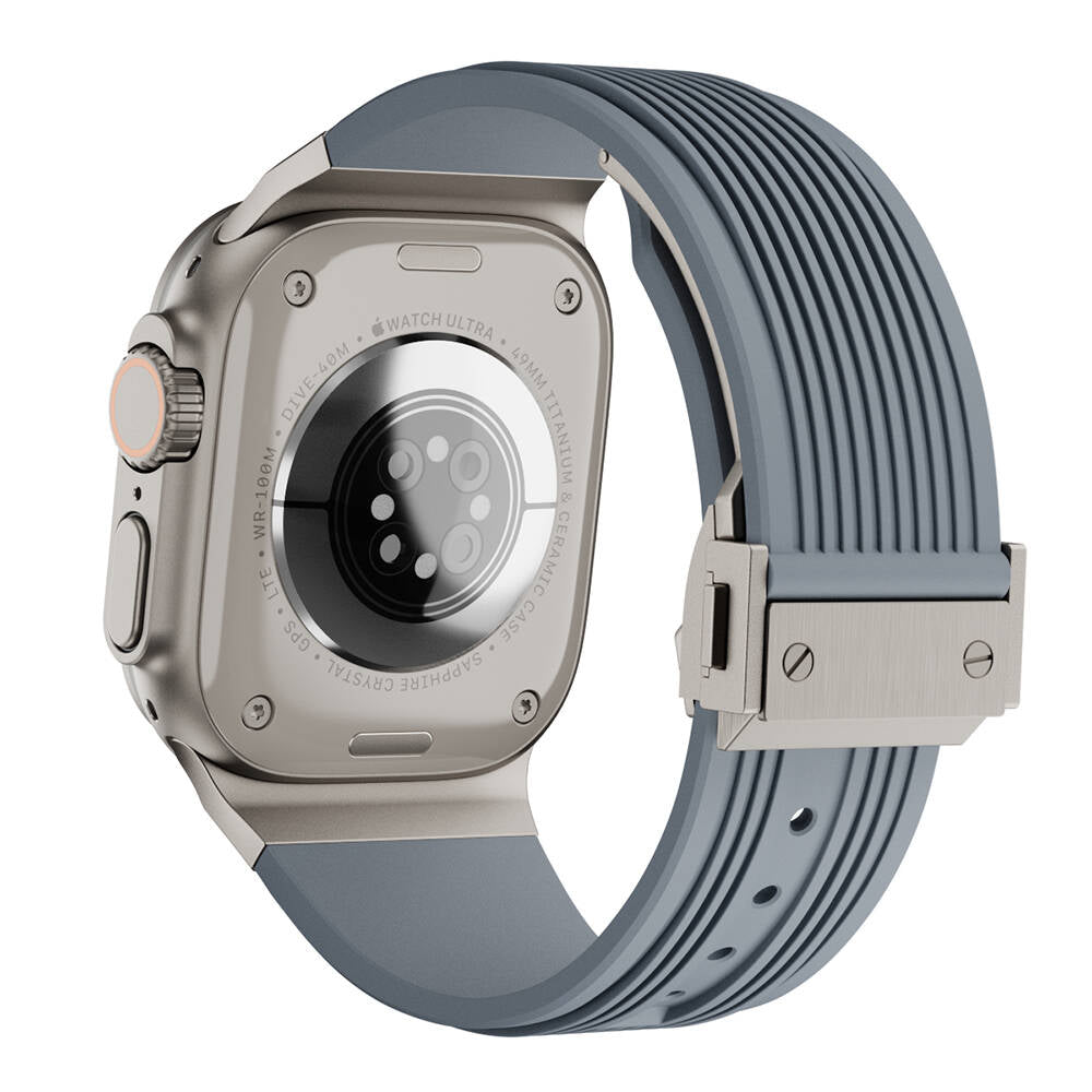 Apple Watch 7 45mm Zore KRD-113 Spor Görünümlü Silikon Kordon Starlight