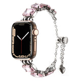 Apple Watch 7 45mm Zore KRD-115 Renkli Taş Tasarımlı Kordon Rose Pembe