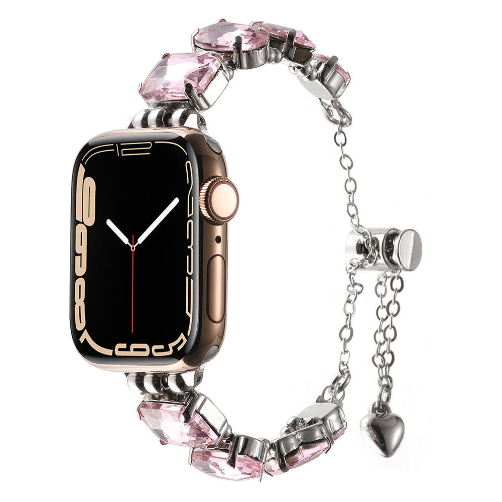 Apple Watch 7 45mm Zore KRD-115 Renkli Taş Tasarımlı Kordon Colorful