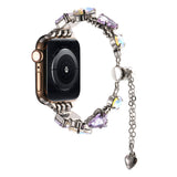 Apple Watch 7 45mm Zore KRD-115 Renkli Taş Tasarımlı Kordon Lila