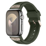 Apple Watch 7 45mm Zore KRD-117 Hava Alabilen Delikli Metal Süslemeli Desenli Silikon Kordon Siyah