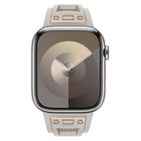 Apple Watch 7 45mm Zore KRD-117 Hava Alabilen Delikli Metal Süslemeli Desenli Silikon Kordon Titanyum-Siyah