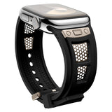 Apple Watch 7 45mm Zore KRD-117 Hava Alabilen Delikli Metal Süslemeli Desenli Silikon Kordon Titanyum-Turuncu