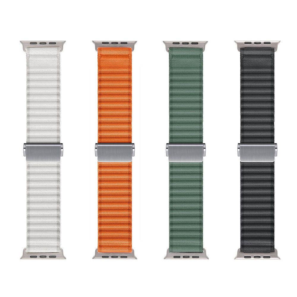 Apple Watch 7 45mm Zore KRD-123 Naylon Kumaş Hasır Örgülü Kordon Turuncu
