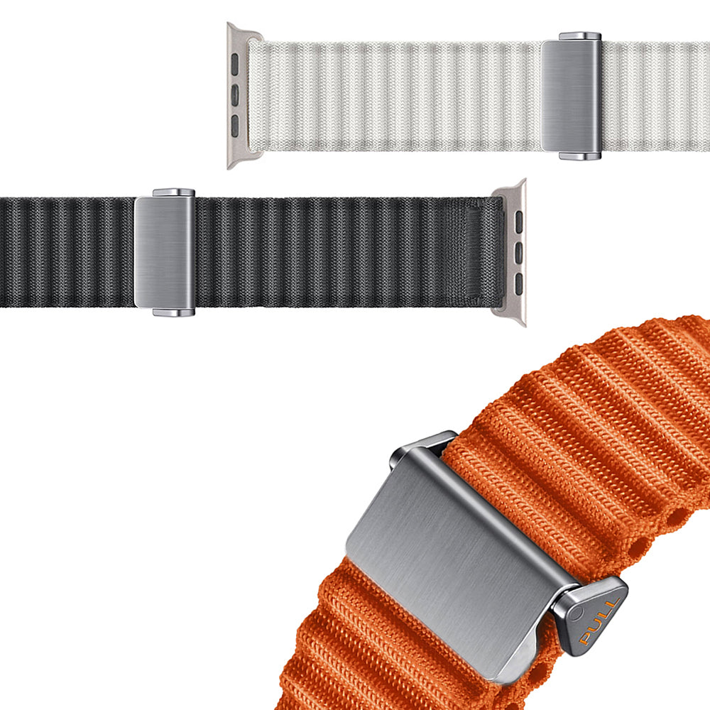 Apple Watch 7 45mm Zore KRD-123 Naylon Kumaş Hasır Örgülü Kordon Turuncu