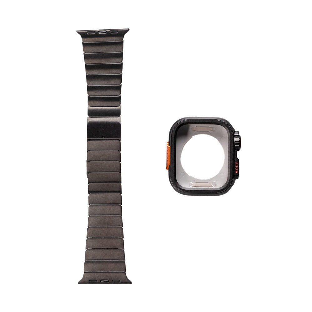 Apple Watch 7 45mm Zore KRD-126 Sert Kasa Koruyuculu Metal Kordon Starlight