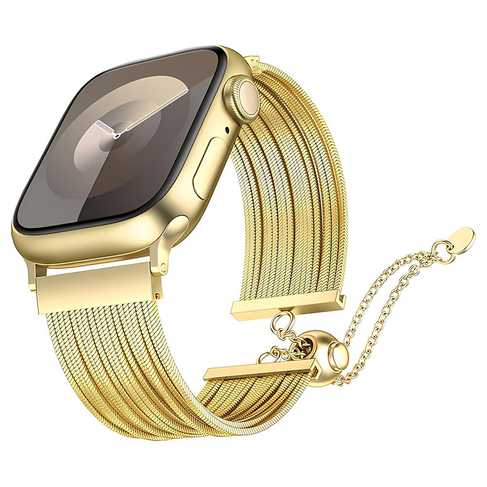 Apple Watch 7 45mm Zore KRD-137 Metal Hasır Kordon Gold