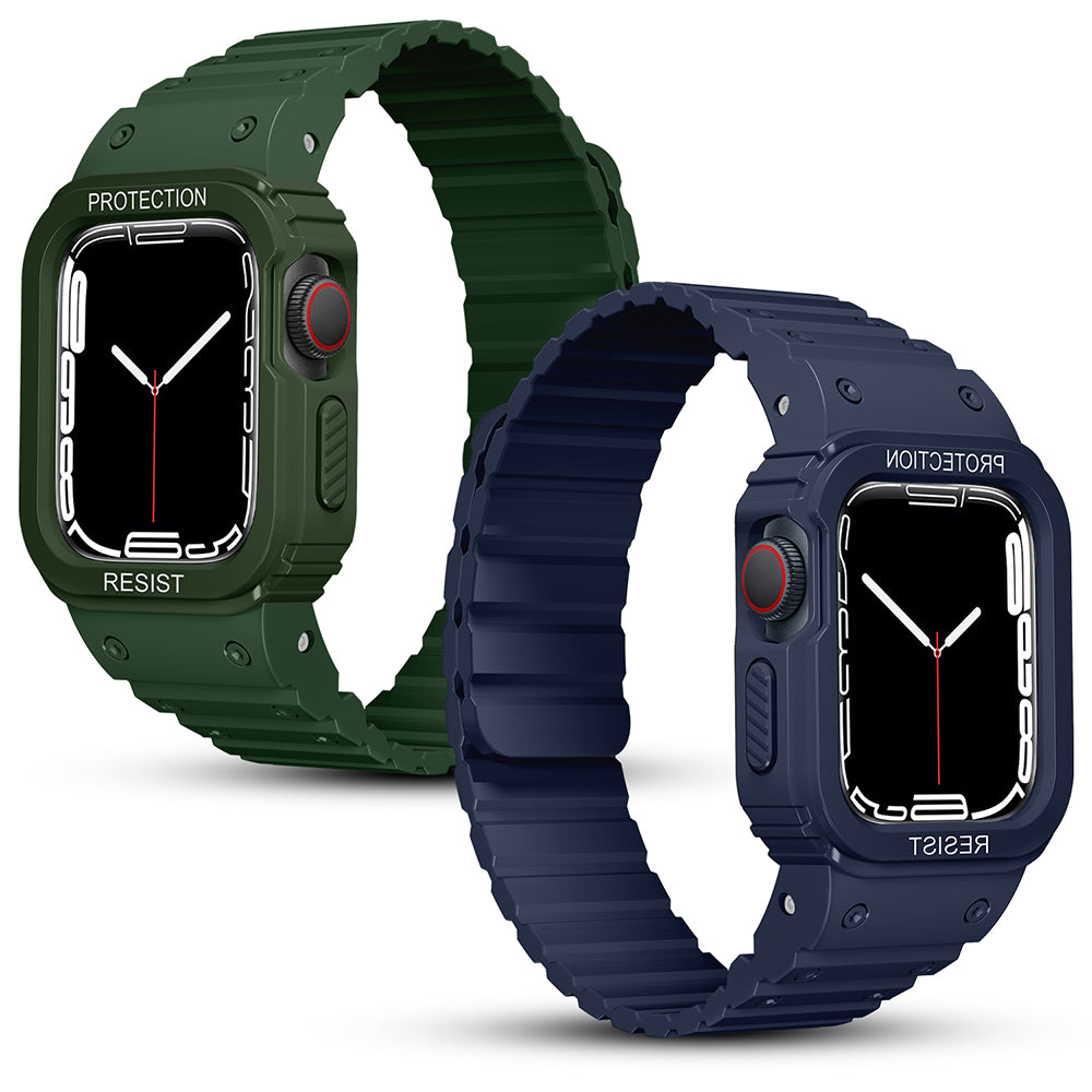 Apple Watch 7 45mm Zore KRD-142 Airbag Tasarımlı Kasa Koruyuculu Silikon Kordon Yeşil