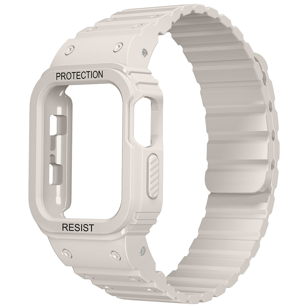 Apple Watch 7 45mm Zore KRD-142 Airbag Tasarımlı Kasa Koruyuculu Silikon Kordon Pembe