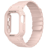 Apple Watch 7 45mm Zore KRD-142 Airbag Tasarımlı Kasa Koruyuculu Silikon Kordon Pembe