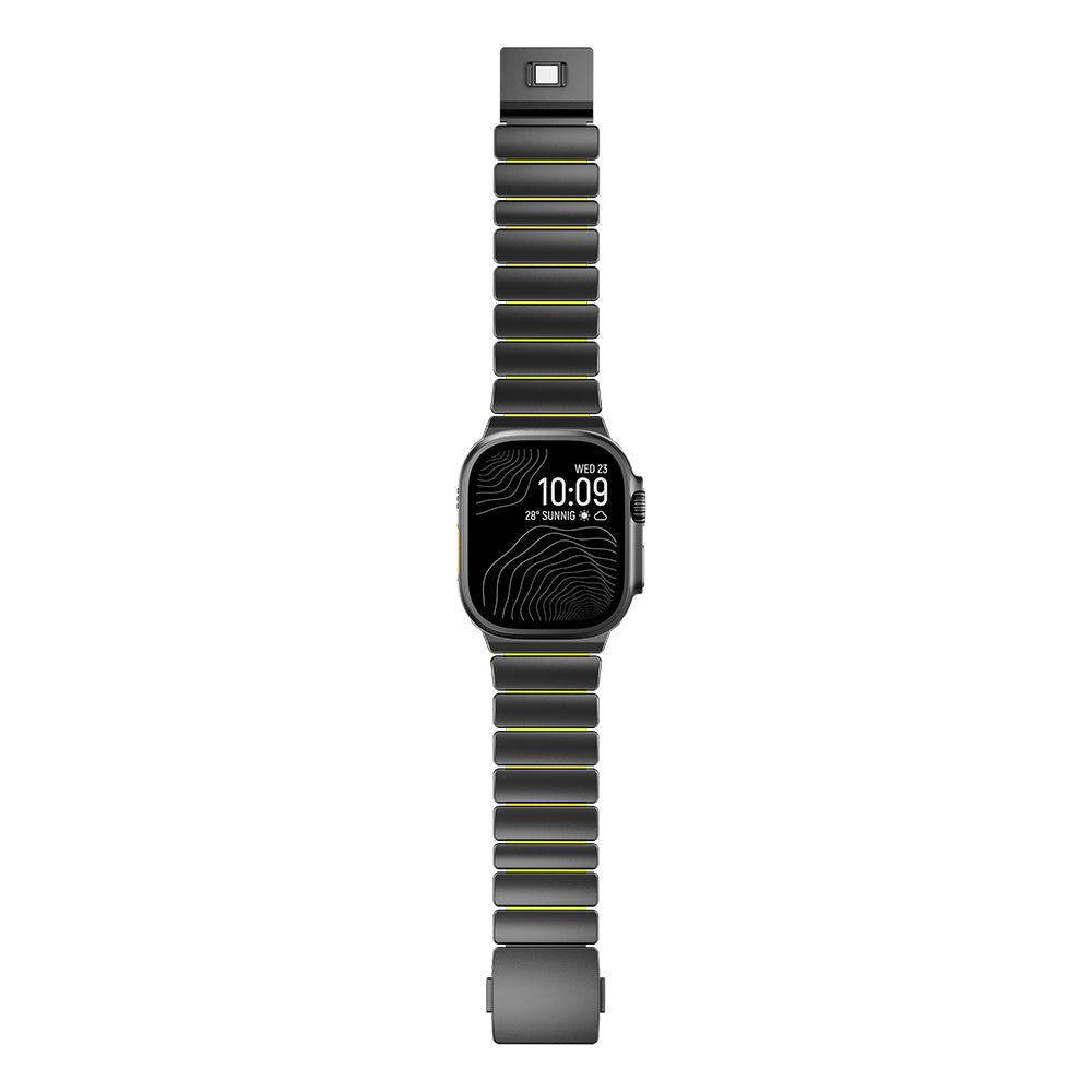 Apple Watch 7 45mm Zore KRD-152 Titanyum Silikon Kordon Siyah-Turuncu