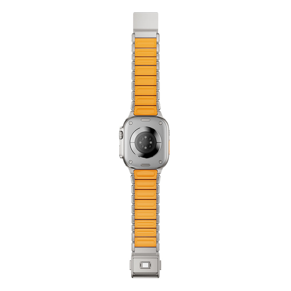 Apple Watch 7 45mm Zore KRD-152 Titanyum Silikon Kordon Siyah-Yeşil