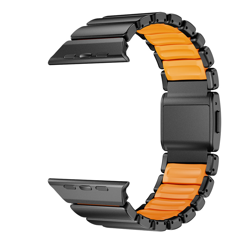 Apple Watch 7 45mm Zore KRD-152 Titanyum Silikon Kordon Siyah-Yeşil