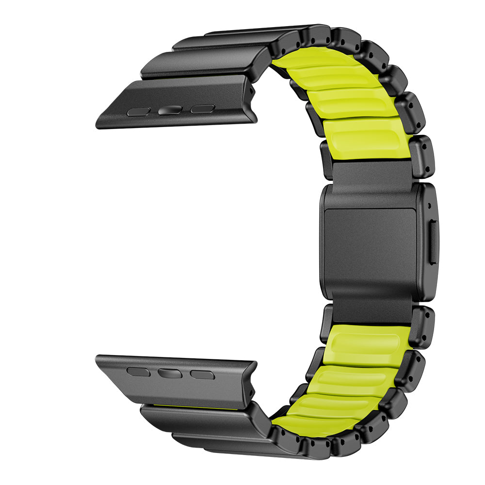 Apple Watch 7 45mm Zore KRD-152 Titanyum Silikon Kordon Siyah-Turuncu