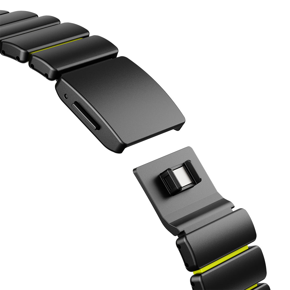 Apple Watch 7 45mm Zore KRD-152 Titanyum Silikon Kordon Siyah-Turuncu
