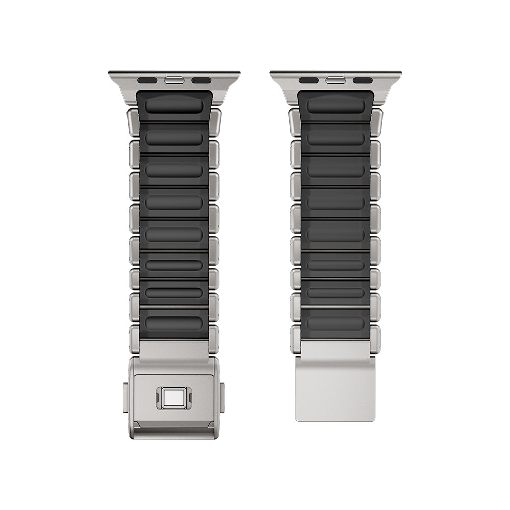 Apple Watch 7 45mm Zore KRD-152 Titanyum Silikon Kordon Siyah-Turuncu